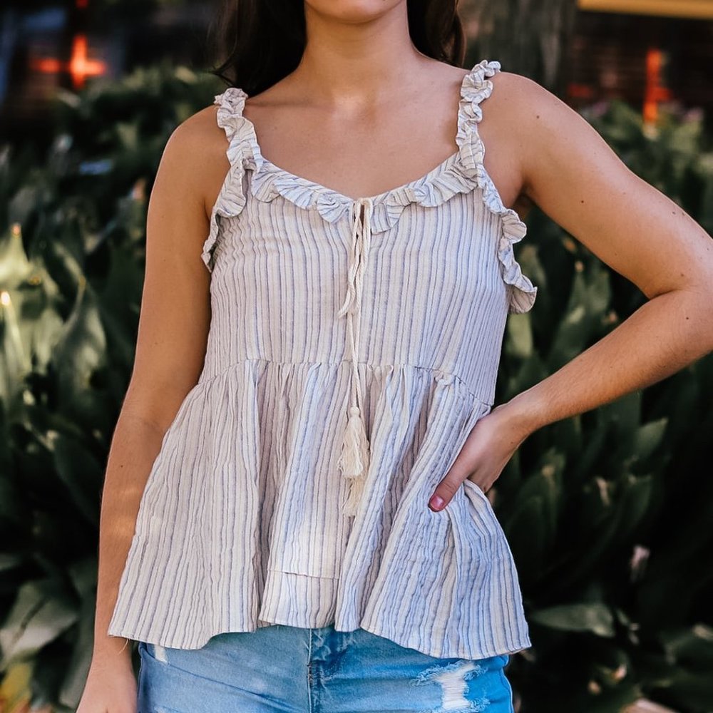 NWT Stripe Peplum Top